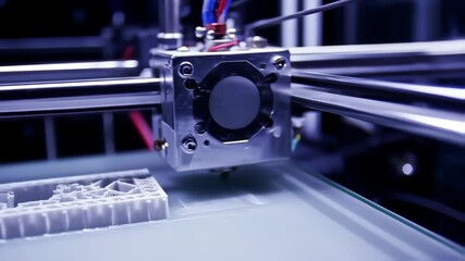 Futuristic 3D Printer in Motion: A Detailed Macro View of Additive Manufacturing Technology Creating a Complex Prototype - Powered by Adobe