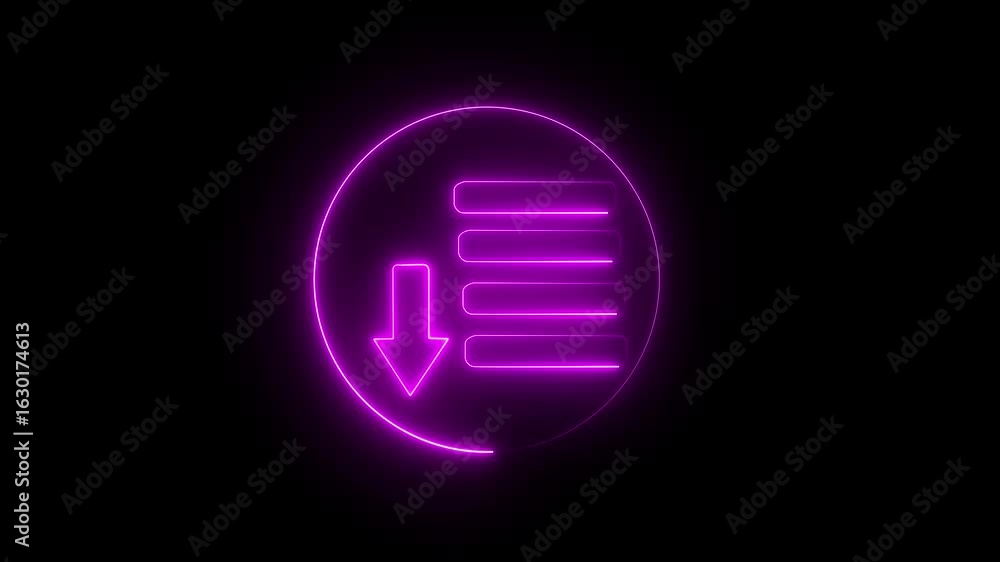 Poster neon menu button icon . animated of menu icon. neon menu button icon , glowing neon line animation. 