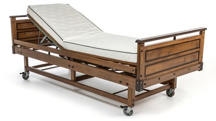 Wooden bed on isolated on white