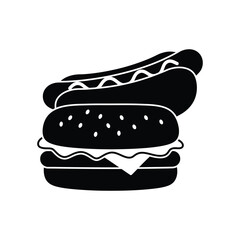 detailed professional high quality Hot Dog Icon in Black and White