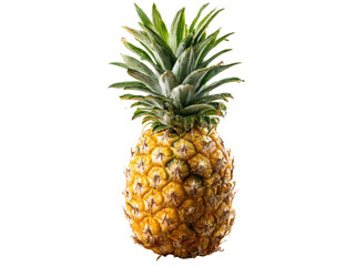 Fototapeta premium Ripe golden pineapple with green leafy crown fruit tropical, Isolated, Png Transparent Background