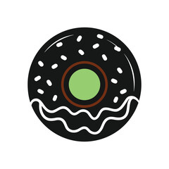 Doughnut silhouette vector icon on white background 