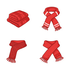 elegant modern detailed professional high quality Red Scarves and Blanket Illustrations