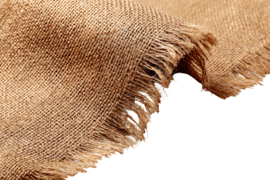 Close-up of a tan-colored woven fabric with a frayed edge