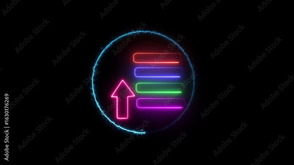 Poster menu folder icon isolated on black background. hd video motion graphic animation . neon menu button 