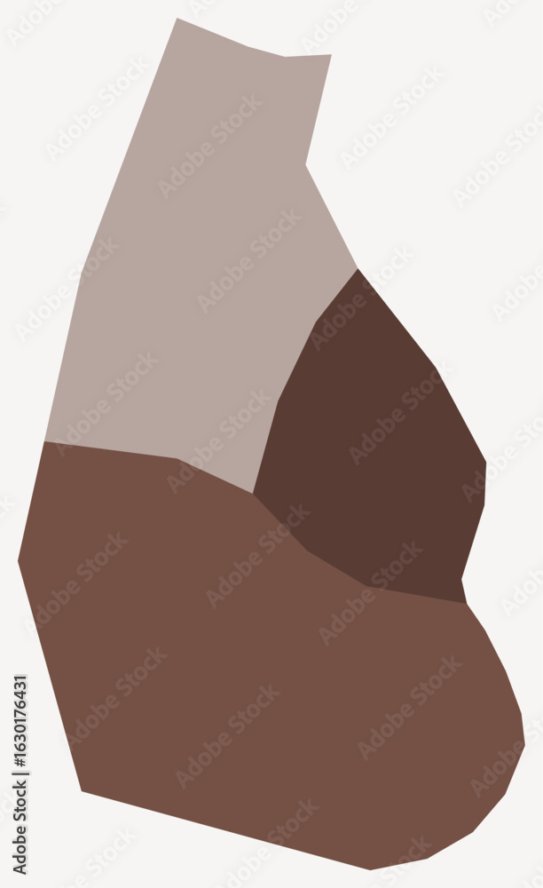 Poster map of montserrat with regions. just a simple country border map with region division. brown color p