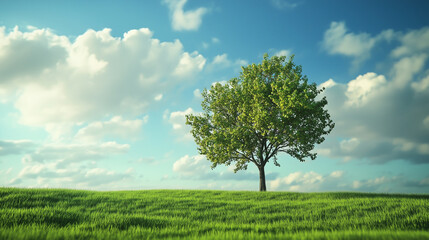Obraz premium green field and blue sky. field and clouds
