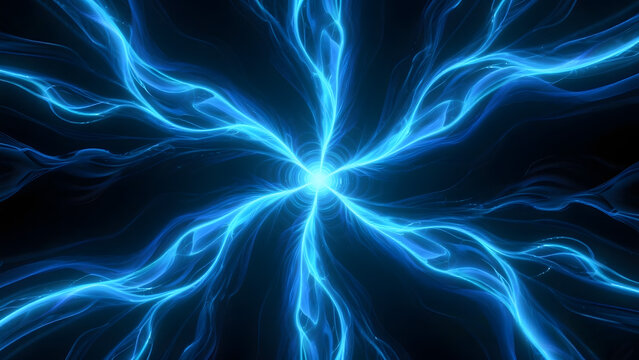 A vibrant blue lightning bolt effect radiating from a central point.