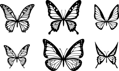 Monarch Style Butterfly Silhouettes" vector bundle