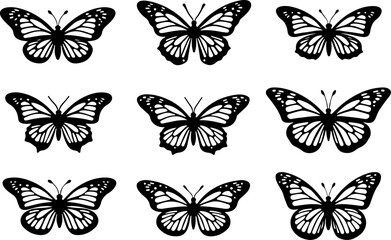 Monarch Style Butterfly Silhouettes" vector bundle