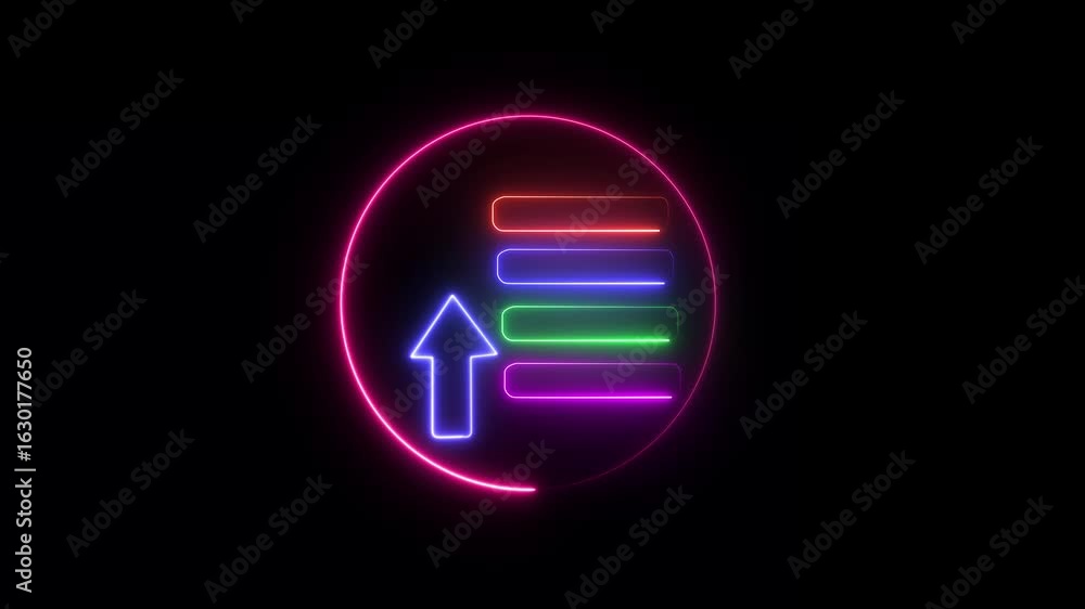Poster neon menu button icon .neon digital checklist menu interface futuristic technology .menu folder icon