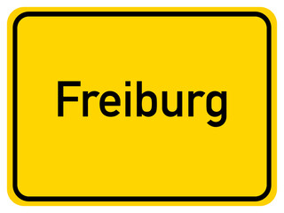 Illustration of a city entrance sign for the city of Freiburg