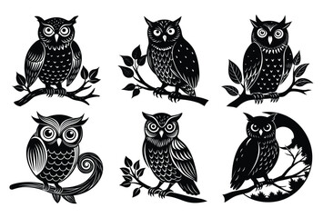 Whimsical Cartoon Owl Silhouette Vector for Children’s Projects and Nature Themes

