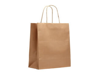 Brown paper shopping bag with twisted handles carrier, Isolated, Png Transparent Background