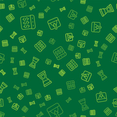 Set line Payday, calendar with dollar, Old hourglass and Sunset on seamless pattern. Vector