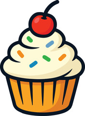 cupcake with cherry vector illustration