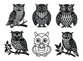 Whimsical Cartoon Owl Silhouette Vector for Children’s Projects and Nature Themes

