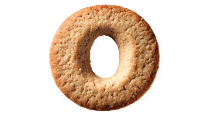 A letter 'O' in cookie style, round and perfectly baked, with a hole in the middle, isolated on a Transparent Background
