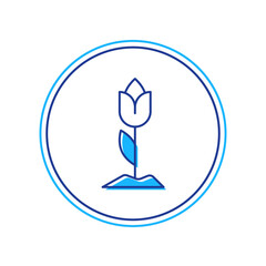 Filled outline Flower tulip icon isolated on white background. Vector