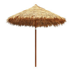 Thatch umbrella parasol isolated on transparent background