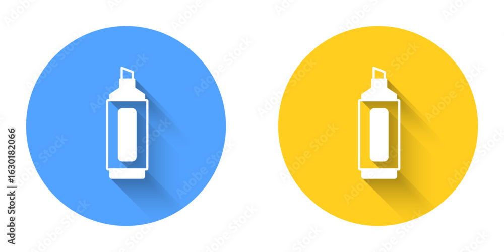 Poster white marker pen icon isolated with long shadow background. circle button. vector