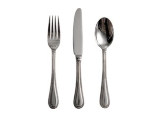 Polished silverware fork knife spoon elegant dining utensils image, Isolated, Png Transparent Background