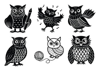 Minimalist Cute Owl Silhouette Vector – Perfect for Kids, Decor, and Education Use

