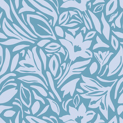 Fototapeta premium Exotic hand drawn flowers, seamless patterns with floral for fabric, textiles, clothing, wrapping paper, cover, banner, home decor, abstract backgrounds. Vector illustration.