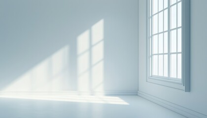 Fototapeta premium Morning Light Illuminating Empty Room With A Window - Showcasing The Soft, Gentle Glow Of Natural Light Filling The Interior Space.