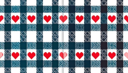 Gingham pattern with hearts