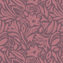 Exotic hand drawn flowers, seamless patterns with floral for fabric, textiles, clothing, wrapping paper, cover, banner, home decor, abstract backgrounds. Vector illustration.