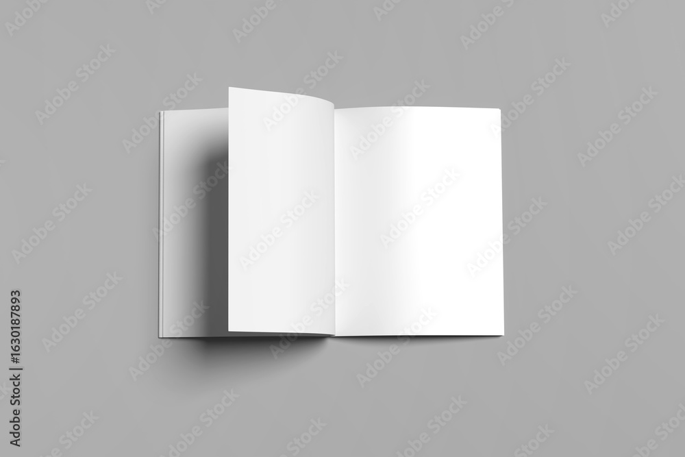 Poster mock up view of an open magazine - 3d rendering