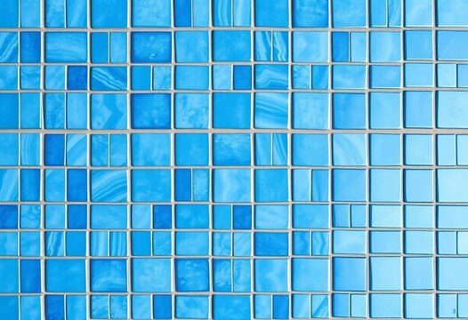 Abstract blue ceramic tile mosaic background, geometric grid pattern, seamless texture , rectangle, interior design