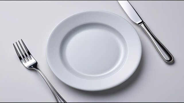 Elegant table setting with knife and fork next to empty plate ready for meal