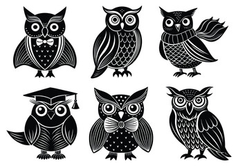 Adorable Cartoon Owl Silhouette Vector Illustration for Kids and Nature Themes

