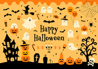 ハロウィン　イラスト素材セット