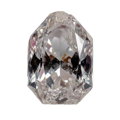 Sparkling Clear Crystal Gemstone with Faceted Edges on White Background, Perfect for Jewelry and Decorative Use in Various Designs and Crafts