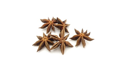 Star anise isolated Top view on white background. 