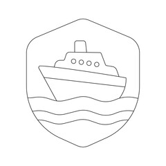 Cruise ship sailing on calm ocean under sunny sky