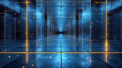 Futuristic glowing corridor background