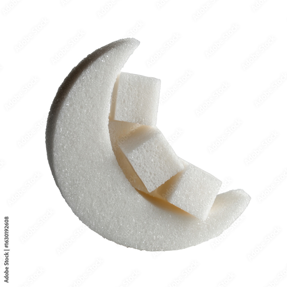 Poster Moon-shaped foam piece with cutout sections for creative designs and artistic applications in various settings