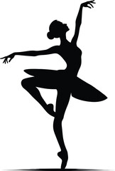 Graceful silhouette of a ballerina woman performing a classic ballet dance