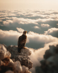Fototapeta premium Eagle High Above Clouds Aerial Perspective