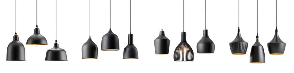 Pendant Lamp Collection: Modern Black Ceiling Lights on White