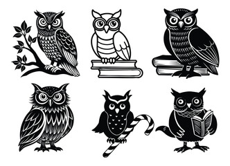 Vector Silhouette of a Cute Cartoon Owl – Ideal for Kids Projects and Decor

