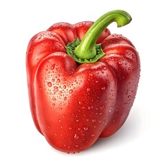 Carmen Pepper Sleek Red Carmen Pepper with Smooth Glossy Skin and Elegant Curved Shape on a Bright White Background, Perfect for Mediterranean Dishes and Artistic Food Presentations