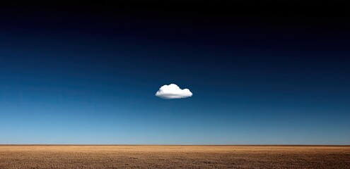 A solitary cloud drifts over a vast, flat, dry landscape
