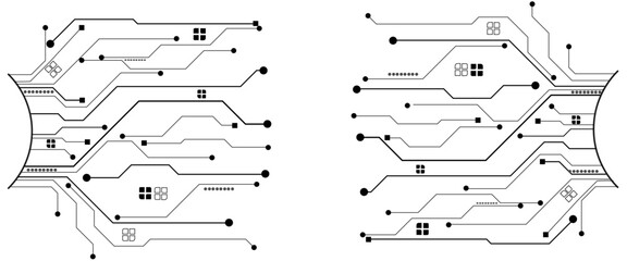 Vector abstract technology on a white background. Technology black circuit diagram.