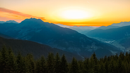 Alpine sunset or sundowner at Mount Asitz, Leogang, Zell am See, Pinzgau, Salzburg, Austria