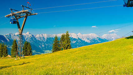 Alpine summer evening view at Mount Asitz, Leogang, Zell am See, Pinzgau, Salzburg, Austria